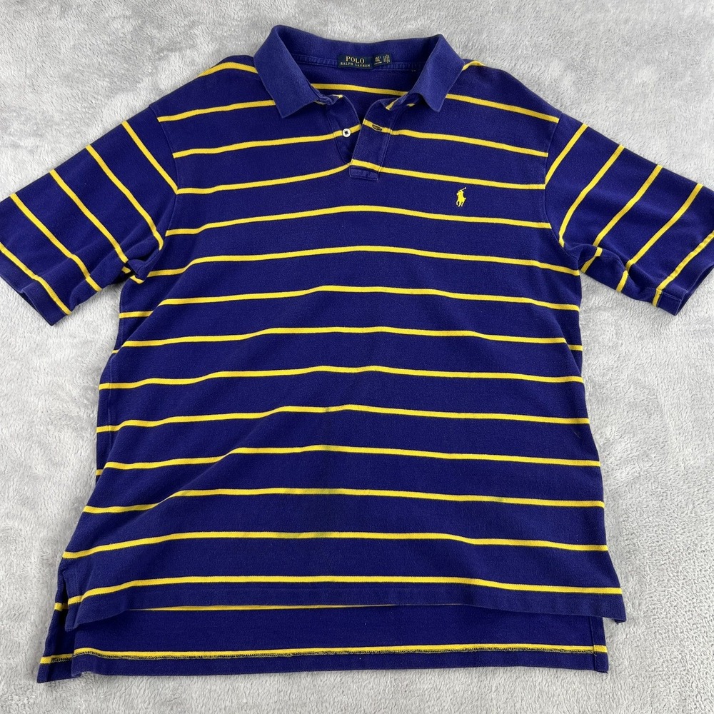 Polo Ralph Lauren Striped Mesh Polo XLT Purple Yellow Men Big Tall Short Sleeve